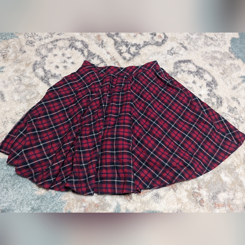 Hearts and Found full red plaid skirt